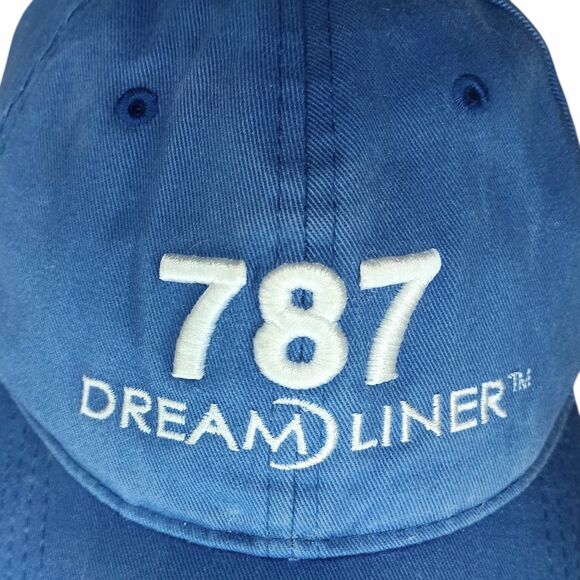 Boeing 787 Dreamliner Cap Blue Cotton White Embroidered Adjustable Strapback - Picture 2 of 8